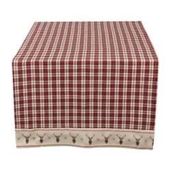 Kostkovaný běhoun na stůl s jeleny Cosy Lodge - 50*140 cm Clayre & Eef