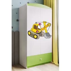 Kocot kids Dětská skříň Babydreams 90 cm bagr zelená