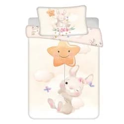 Jerry Fabrics Dětské povlečení do postýlky BUNNY STAR BABY, béžové, bavlna hladká, 100x135cm + 40x60cm