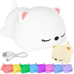 TZB Dětská stolní LED lampa Kitty bílá