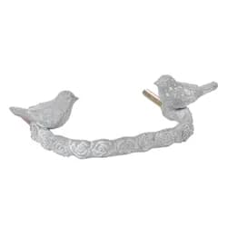 Šedá kovová úchytka s ptáčky - 13*3*8 cm Clayre & Eef