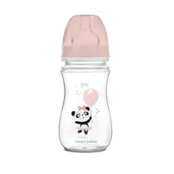 Canpol babies Antikoliková širokohrdlá lahev EXOTIC ANIMALS 240ml růžová