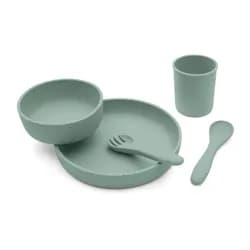 KikkaBoo Jídelní sada 5-dílná Platinum Silicone Sage
