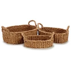 Giftdecor Oválné košíky z mořské trávy GOW, 3 kusy hnědá