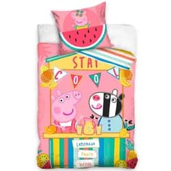 Carbotex povlečení PRASÁTKO PEPINA (PEPPA) LIMONÁDOVÝ STÁNEK, růžové, bavlna hladká, 140x200cm + 70x90cm
