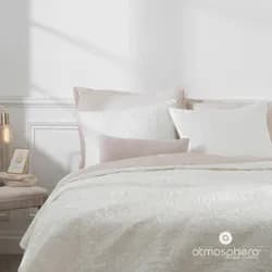 Atmosphera Přehoz na postel + 2 dekorační povlaky na polštáře, 240 x 260, ivory barva bílá 131644A