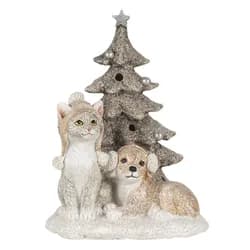 Vánoční dekorativní soška ptáčka s vánoční koulí - 9*6*6 cm Clayre & Eef