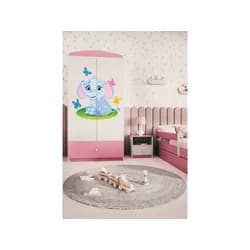 Kocot kids Dětská skříň Babydreams 90 cm slon s motýlky růžová