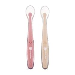 PETITE&MARS Silikonové lžičky s pouzdrem, sada 2 ks, Take&Match 6m+ - Sand - Rose