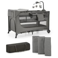 KINDERKRAFT Postýlka cestovní Joy 2 s doplňky - KINDERKRAFT Postýlka cestovní Joy 2 s doplňky Dark grey