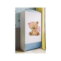 Kocot kids Dětská skříň Babydreams 90 cm méďa s kytičkami modrá