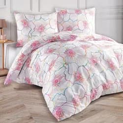 BedTex povlečení BLOOM, růžové květy, bavlněný satén, 140x200cm + 70x90cm