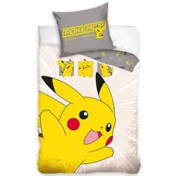 Carbotex dětské povlečení POKÉMON PIKACHU V AKCI, šedé, bavlna hladká, 140x200cm + 70x90cm