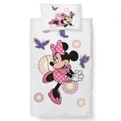 Carbotex Dětské povlečení do postýlky MINNIE A MOTÝLCI, růžovo-bílá, bavlna hladká, 100x135cm + 40x60cm