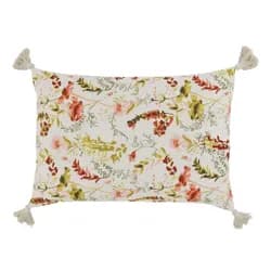Krémový povlak na polštář se střapci a květy Aix Wild Flowers - 60*40 cm Chic Antique