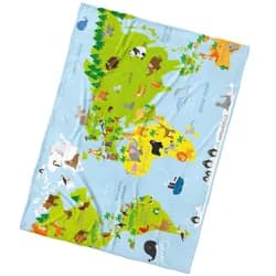 BedTex Dětská deka z mikrovlákna (coral fleece) MAPA ZVÍŘAT, modrá, 150x200cm