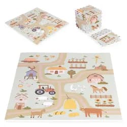 ECOTOYS Dětská podložka FARM 90,5x90,5 cm béžová
