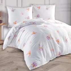 BedTex povlečení FLUTTER motýlci, bílé, bavlněný satén, 140x200cm + 70x90cm
