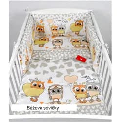 BBL Souprava do postýlky 3 - díly - béžové sovy
