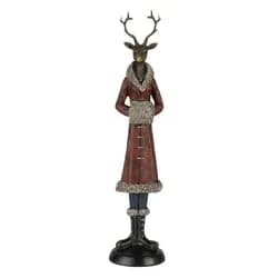 Vánoční dekorativní soška jelena v zimním kabátu - 9*8*36 cm Clayre & Eef