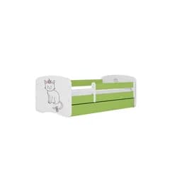Kocot kids Dětská postel Babydreams kočka zelená, varianta 80x180, se šuplíky, s matrací