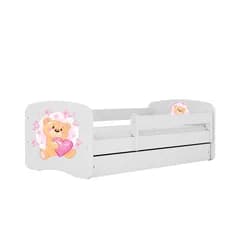 Kocot kids Dětská postel Babydreams medvídek s motýlky bílá, varianta 80x180, se šuplíky, s matrací