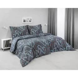 TOP Flanelové povlečení 140x200+70x90 Srdce tmavě šedé