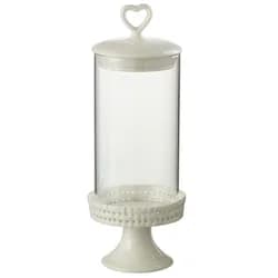 Bílá keramická dóza na noze s víkem Hella White M - Ø 11*31cm J-Line by Jolipa
