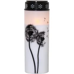 Hřbitovní LED svíčka výška 21 cm Star Trading Dandelion - bílá