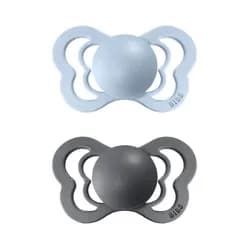BIBS Couture ortodontický dudlík z přírodního kaučuku 2ks vel.1 - Iron / Baby Blue