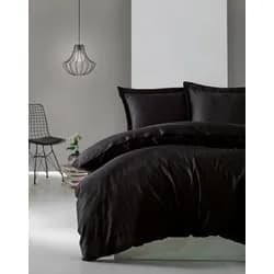 L'essentiel Povlečení ze saténové bavlny s prostěradlem Satin 200x220 cm černé