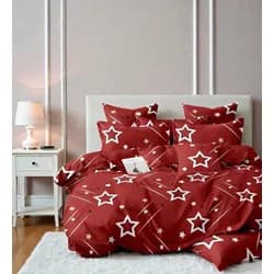 Povlečení Homa STARS RED / 7dílná sada 140 × 200 cm Povlečení Homa STARS RED / 7dílná sada 140 × 200 cm - 140x200 cm - 7 SET 2x polštář 2x malý polštář 2x přikrívka 1x prostěradlo - knoflíky
