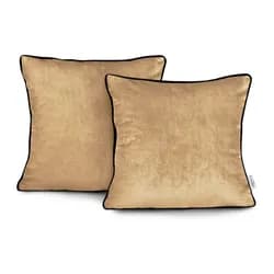 Povlaky na polštáře AmeliaHome Velvet Piping hořčicové, velikost 45x45