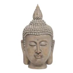 Béžová antik dekorace hlava Buddha - 21*22*40 cm Chic Antique