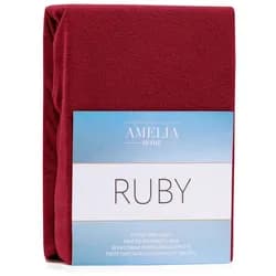 Froté prostěradlo s gumou AmeliaHome Ruby tmavě červené, velikost 220-240x220