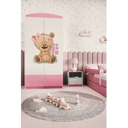 Kocot kids Dětská skříň Babydreams 90 cm méďa s kytičkami růžová