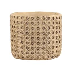 Hnědý obal na květináč s proutěným vzorem Corte -  Ø 13,5*11,5cm Chic Antique