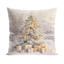 MARKI Vánoční povlak na polštář Golden Tree 40x40 cm béžový/zlatý