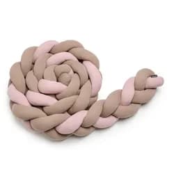 T-TOMI Pletený mantinel 220 cm Pink + Mocca