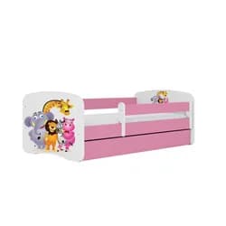 Kocot kids Dětská postel Babydreams ZOO růžová, varianta 80x180, se šuplíky, s matrací