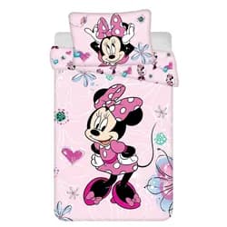 Jerry Fabrics Dětské povlečení do postýlky MINNIE FLOWERS 02 BABY růžová, bavlna hladká, 100x135cm + 40x60cm