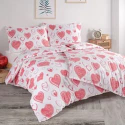 BedTex Povlečení PINK LOVE, růžové srdce, bavlna hladká, 140x200cm + 70x90cm