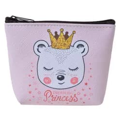 Růžová malá peněženka / taštička s medvídkem Princess - 10*8 cm Clayre & Eef