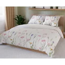 Forbyt povlečení ZALURA, luční kvítí, bílé, bavlněný satén, 140x200cm + 70x90cm