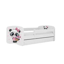 Kocot kids Dětská postel Babydreams panda bílá, varianta 80x180, se šuplíky, s matrací