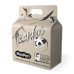 MonPeri Bamboo S 3-6 kg- 25ks EKO dětské bambusové jednorázové plenky (velikost 2)