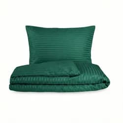 Kvalitex Saténové povlečení s proužkem 140x200 + 70x90 cm - Tmavě zelená