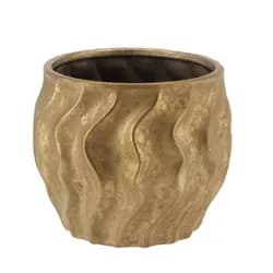 Zlatý antik kovový obal na květináč na nožkách - Ø 22*28 cm Clayre & Eef