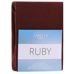 Froté prostěradlo s gumou AmeliaHome Ruby hnědé, velikost 220-240x220+30