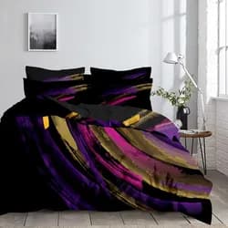 SLEEP WELL povlečení NOČNÍ REJ mikroflanel, šmouhy, černé 140x200cm + 70x90cm